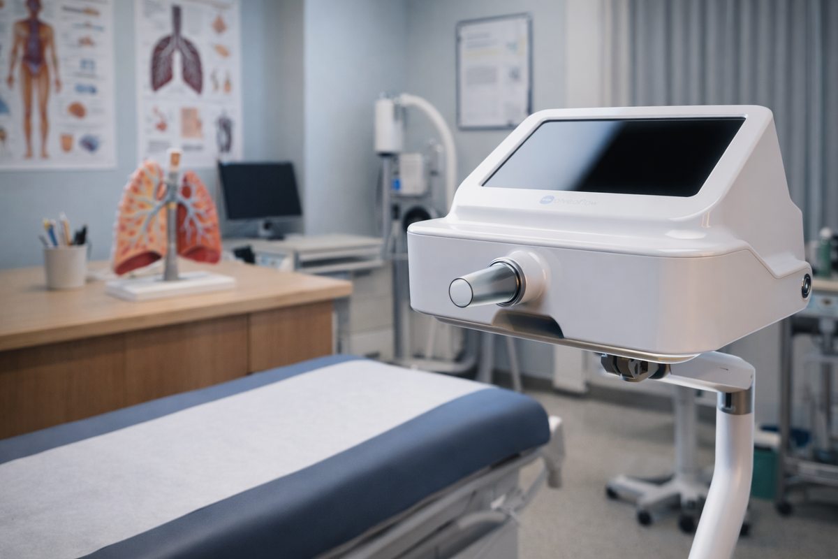 An alveoflow system in a pulmonary clinic examination room
